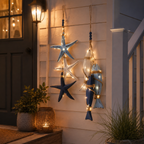 23.2 in × 6.7 in Lighted Coastal Wooden Starfish & Fish Hanging Decor