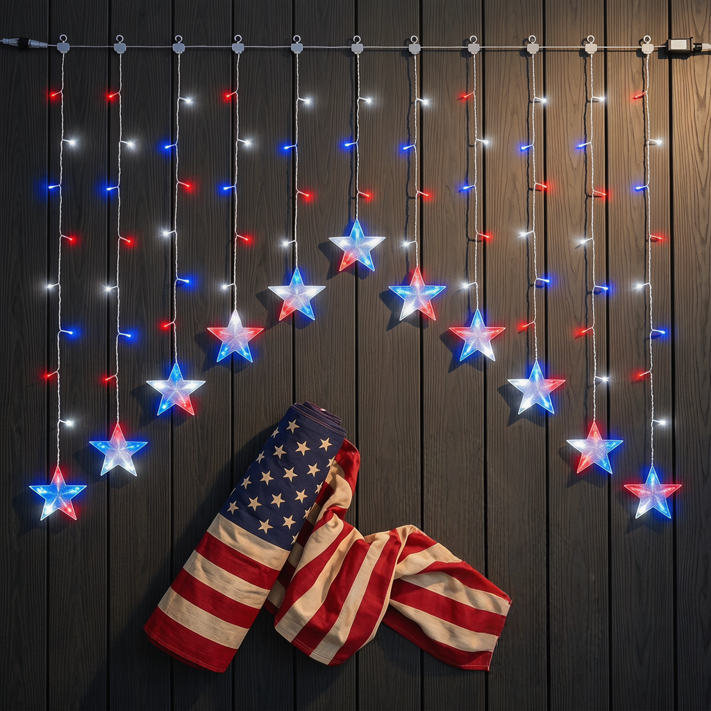 4th of July Patriotic Star Icicle Lights