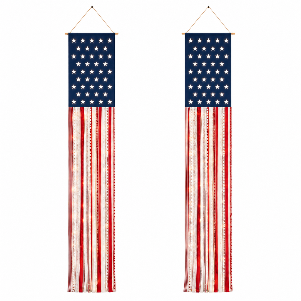 Lighted Patriotic Porch Banner