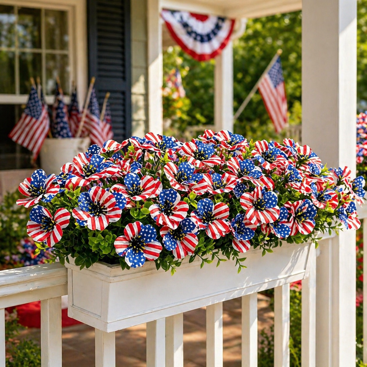 American Flag Faux Flower Bouquet - 12 Pcs