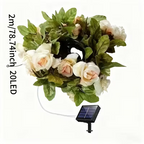 Solar LED Artificial Rose Vine String Lights for Outdoor Garden & Patio Decor