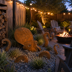 Rust Patina Giant Squid Garden Sculpture