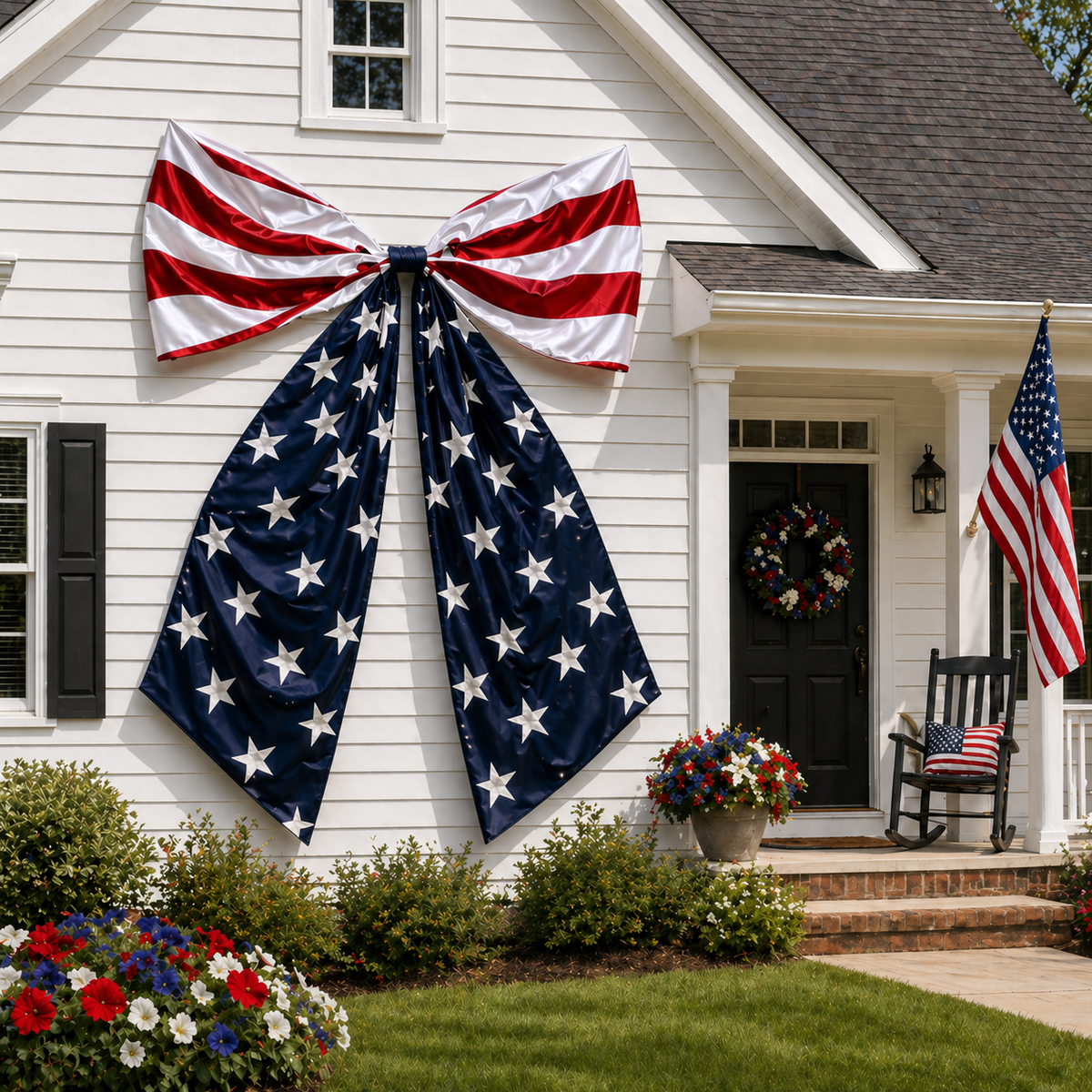 Lighted Extra Large American Flag Bow
