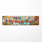 "This Is My Happy Place" Metal Sign With Vibrant Floral Pattern