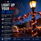 American Flag & Star Red White Blue Fairy Lights