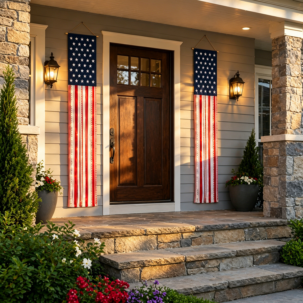 Lighted Patriotic Porch Banner