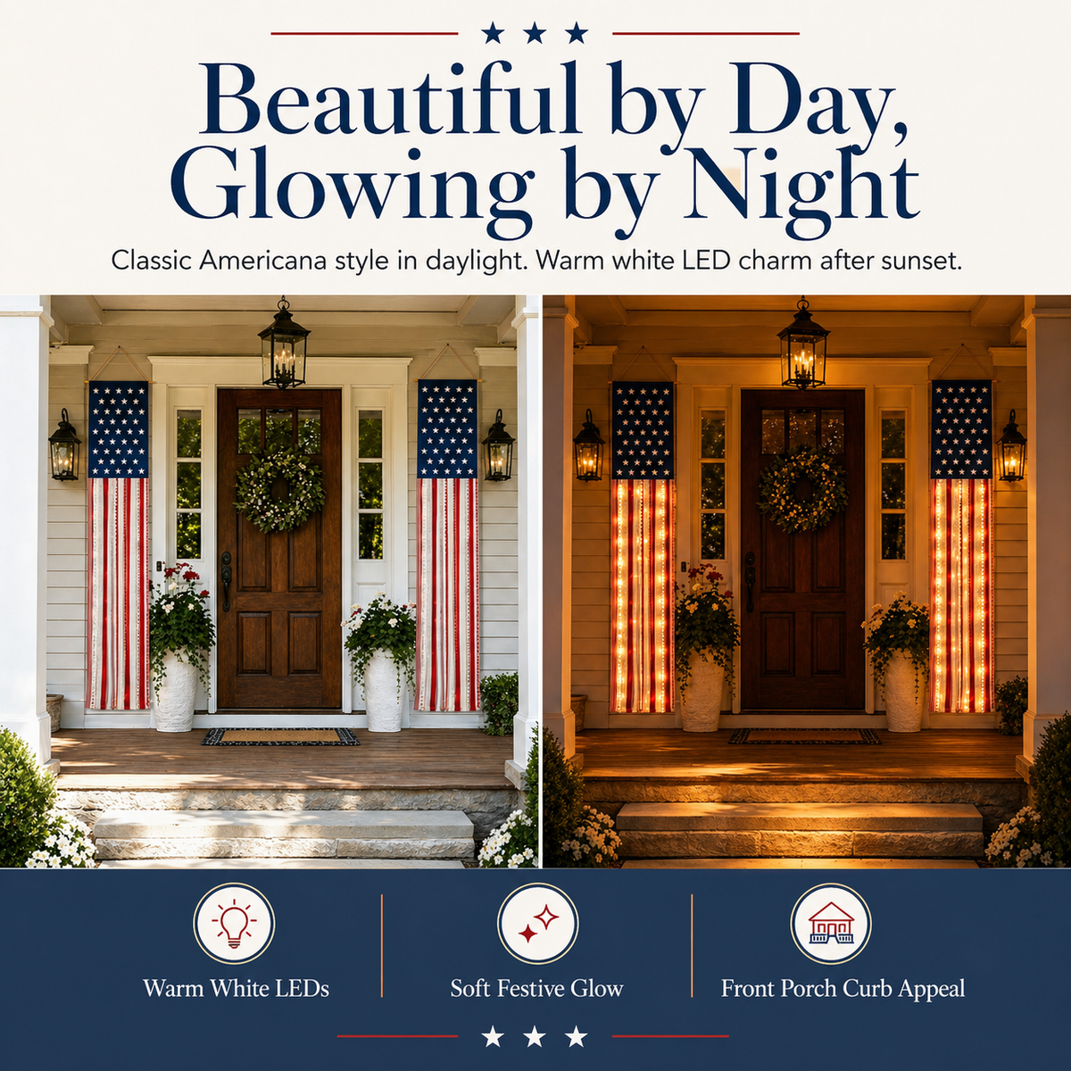 Lighted Patriotic Porch Banner