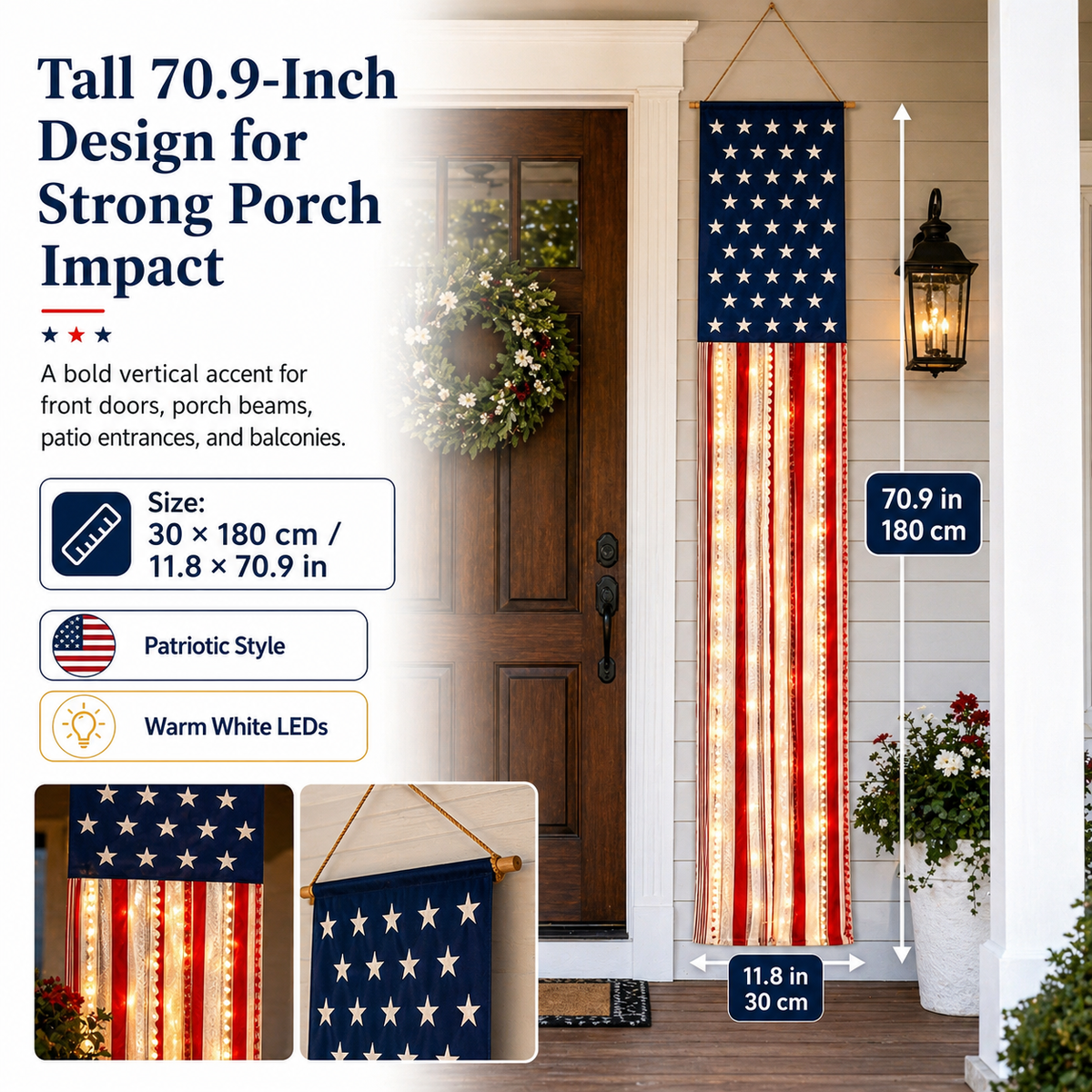 Lighted Patriotic Porch Banner