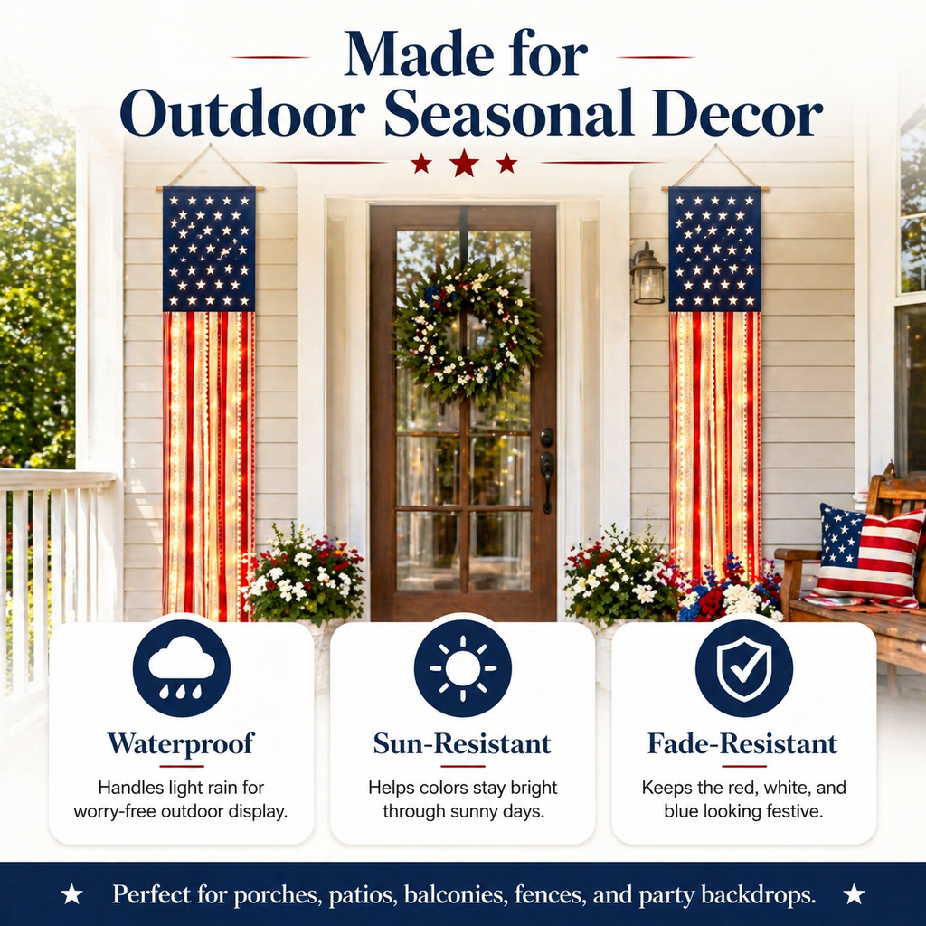 Lighted Patriotic Porch Banner