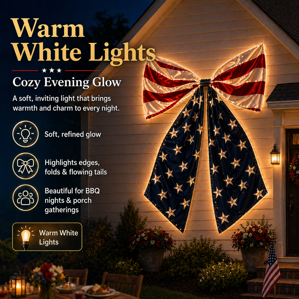 Lighted Extra Large American Flag Bow