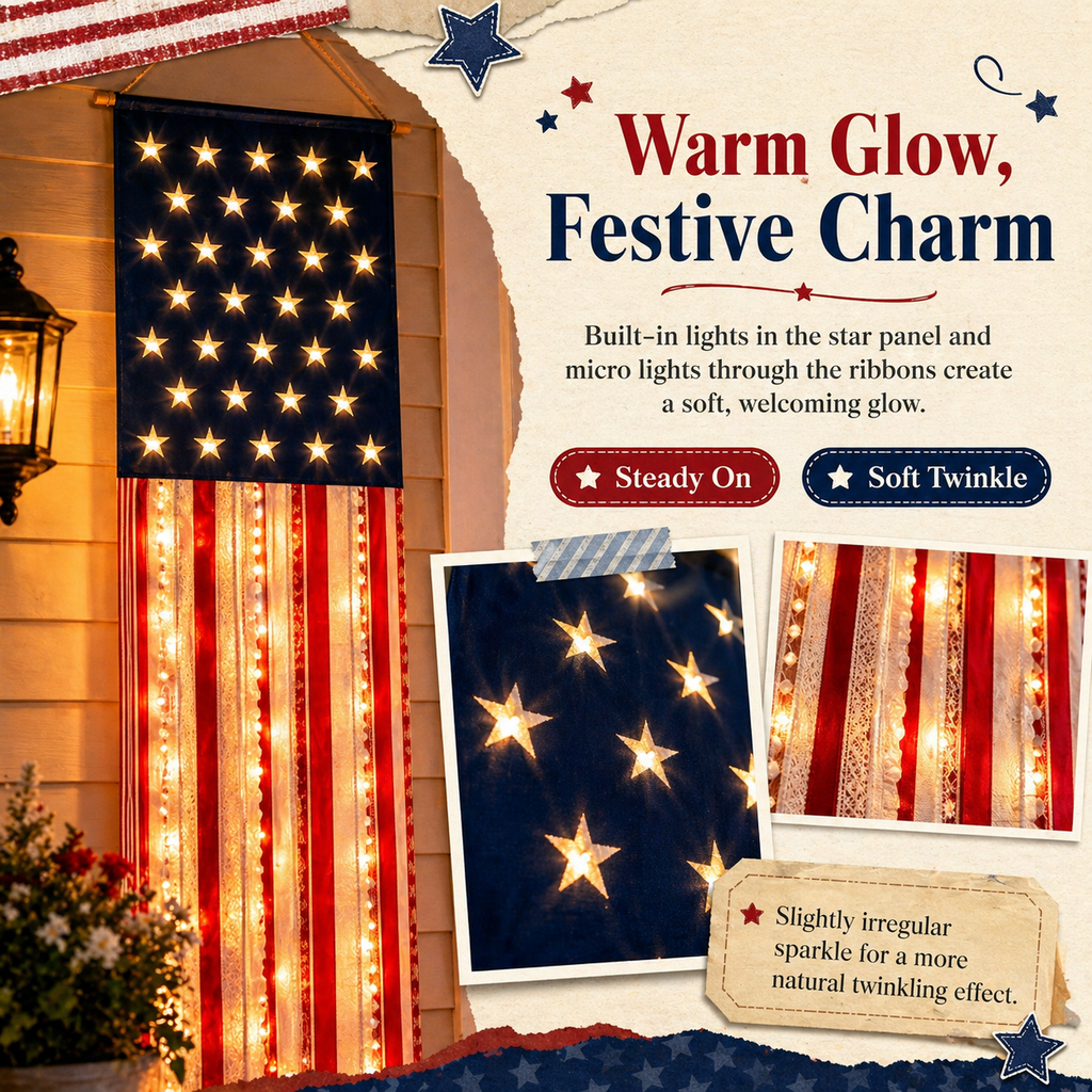 Lighted Patriotic Porch Banner