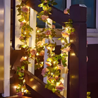 Solar LED Artificial Rose Vine String Lights for Outdoor Garden & Patio Decor