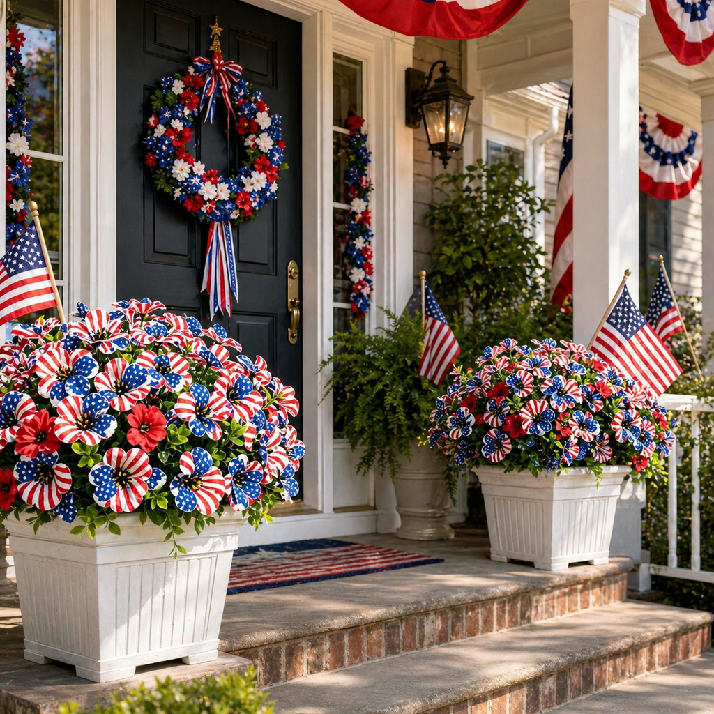 American Flag Faux Flower Bouquet - 12 Pcs