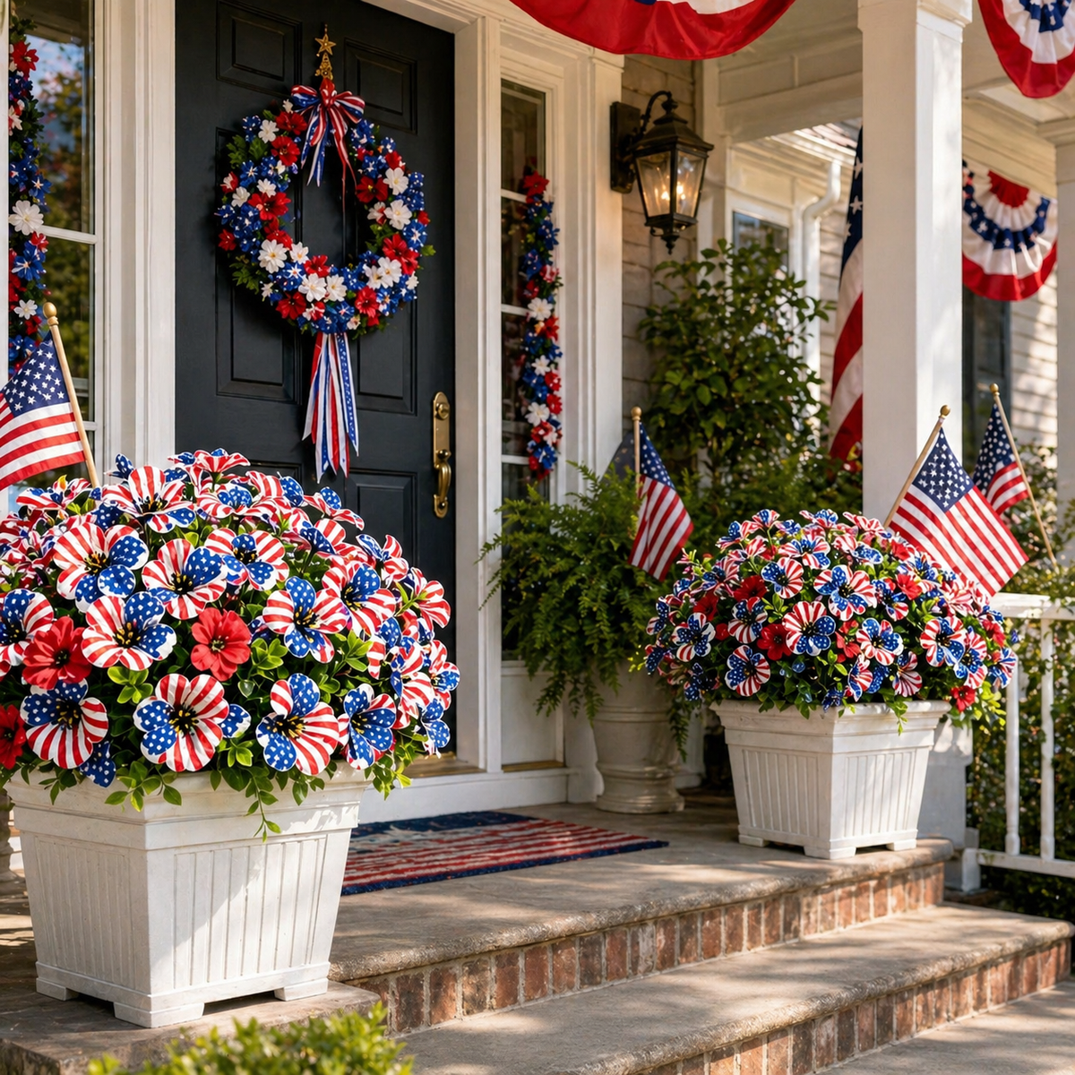 American Flag Faux Flower Bouquet - 12 Pcs