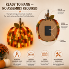 Lighted Patchwork Pumpkin Door Hanger