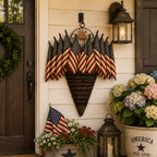 Vintage Patriotic Flag Basket Door Hanger