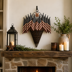 Vintage Patriotic Flag Basket Door Hanger