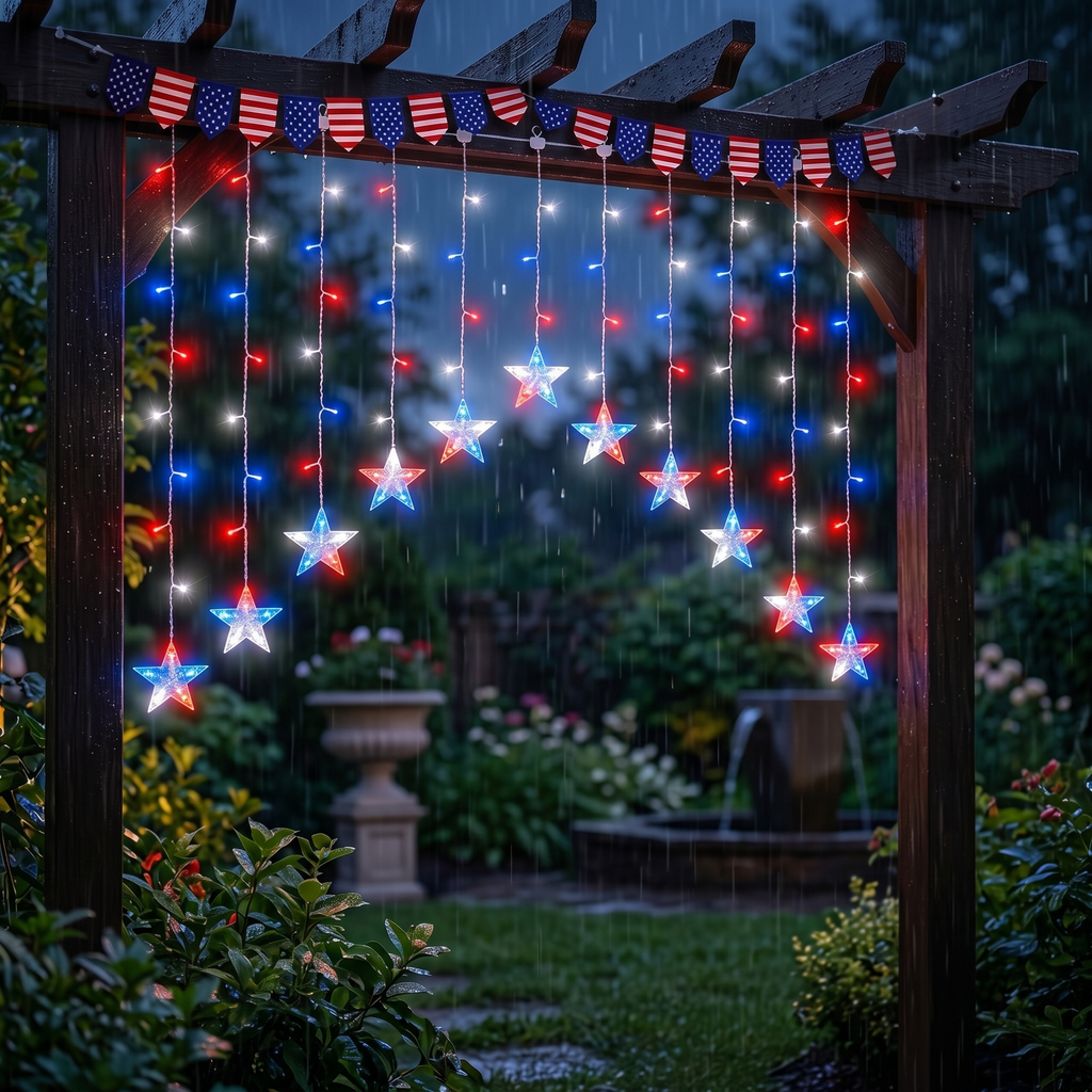 4th of July Patriotic Star Icicle Lights