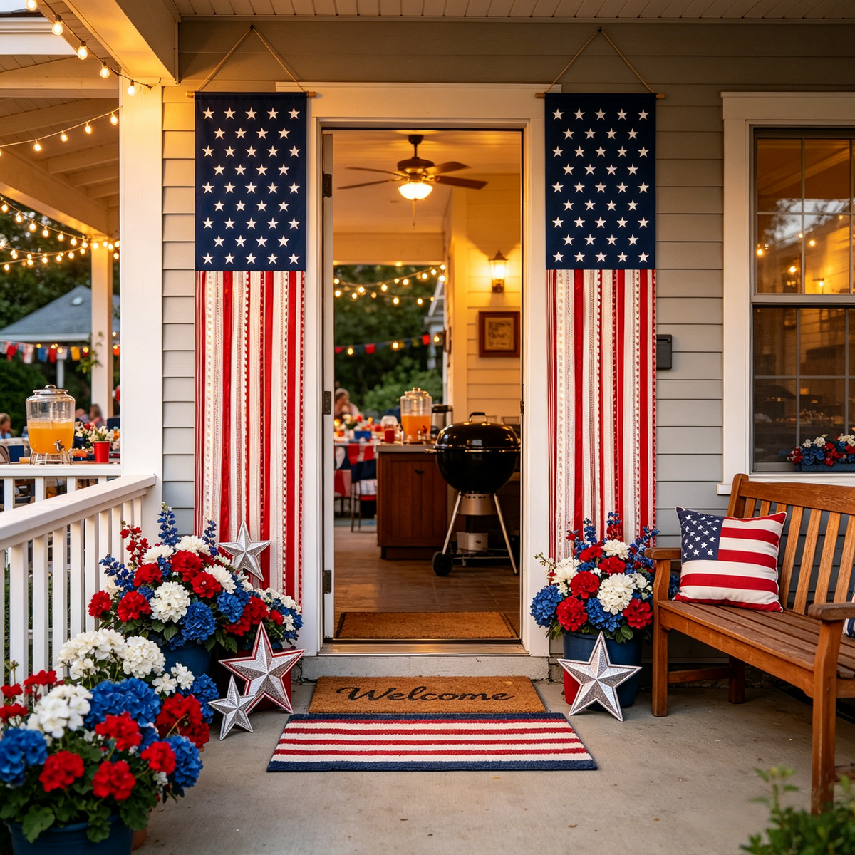 Lighted Patriotic Porch Banner