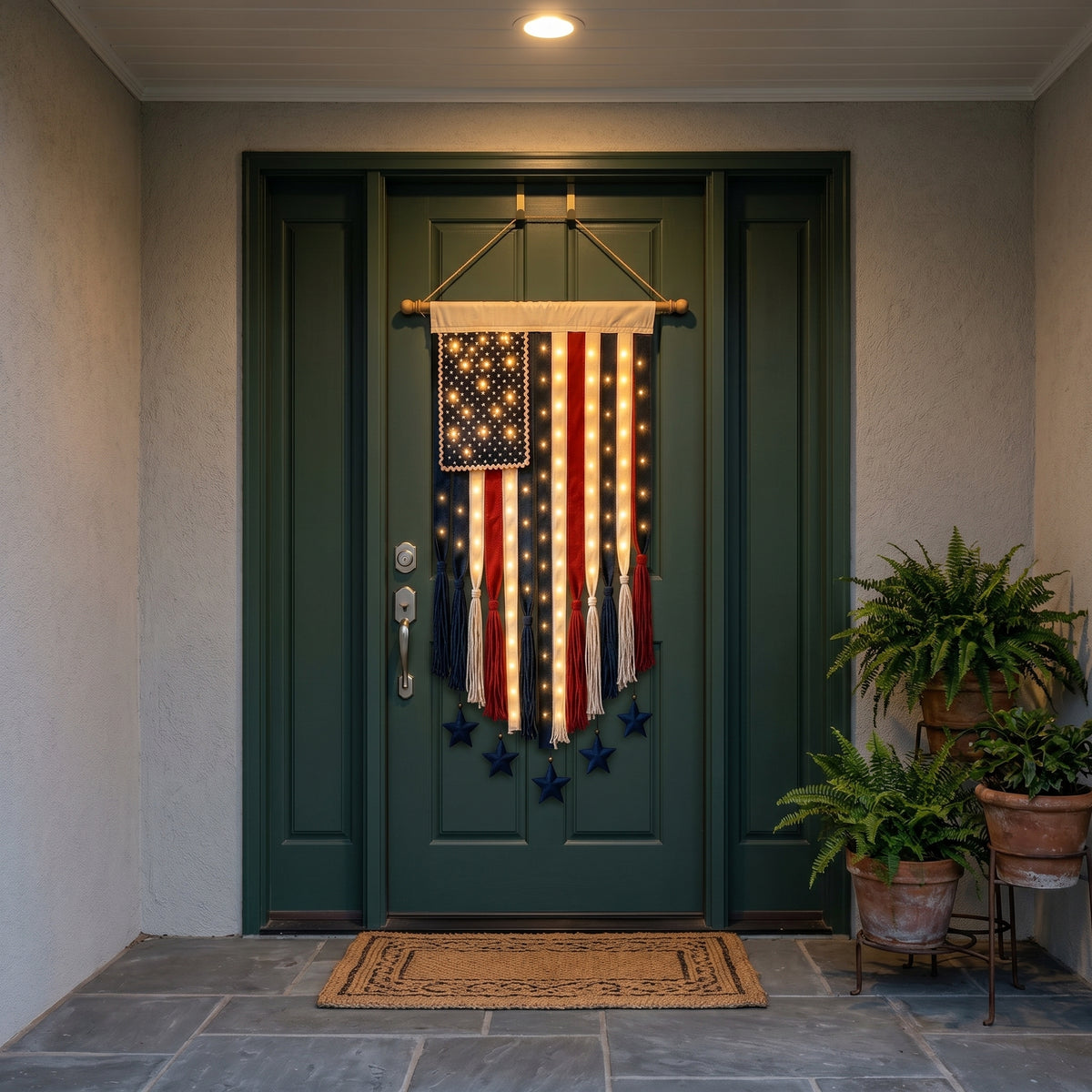 27" × 50" Lighted Star & Stripe Patriotic Porch Banner - NOW！