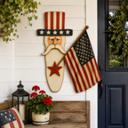 Vintage Uncle Sam Patriotic Wall Hanging with Flag