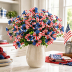 American Flag Faux Flower Bouquet - 12 Pcs
