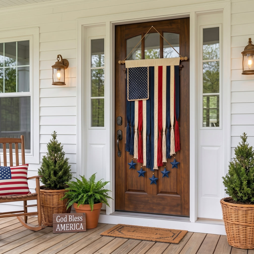 27" × 50" Lighted Star & Stripe Patriotic Porch Banner - NOW！