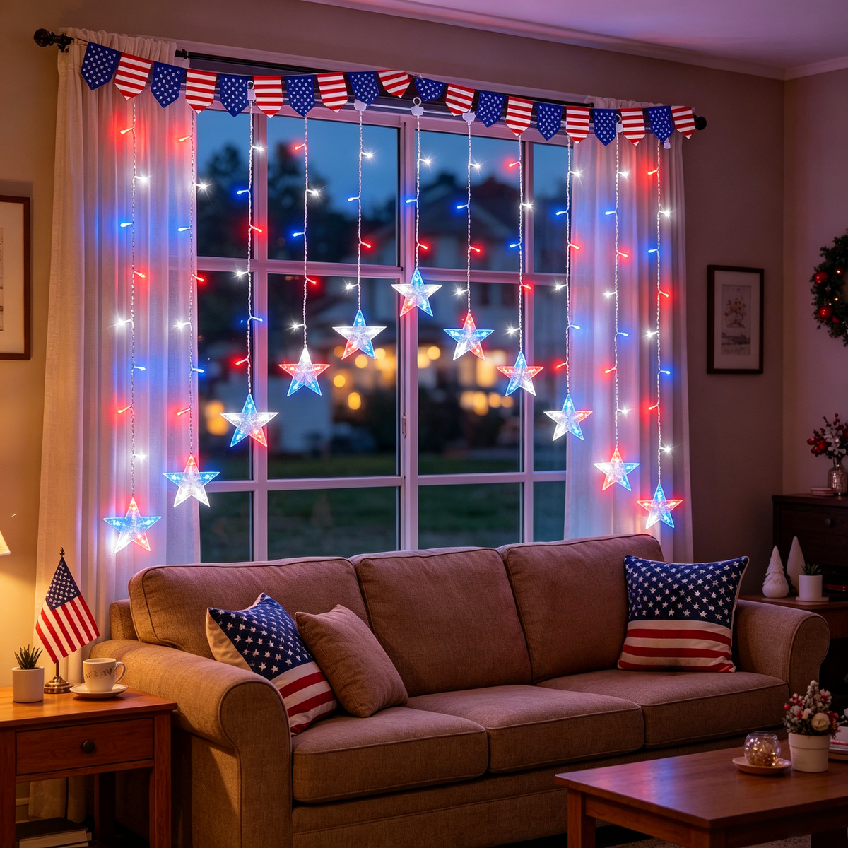 4th of July Patriotic Star Icicle Lights