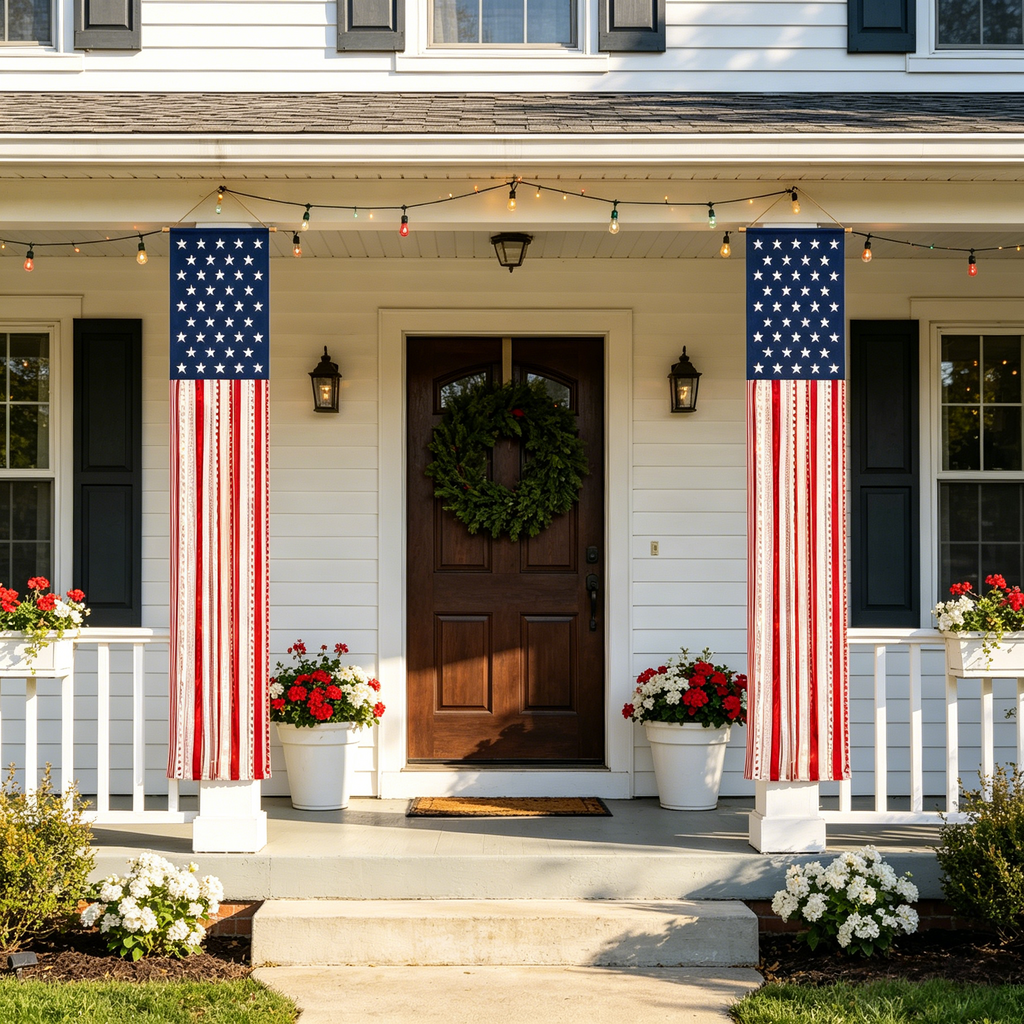 Lighted Patriotic Porch Banner