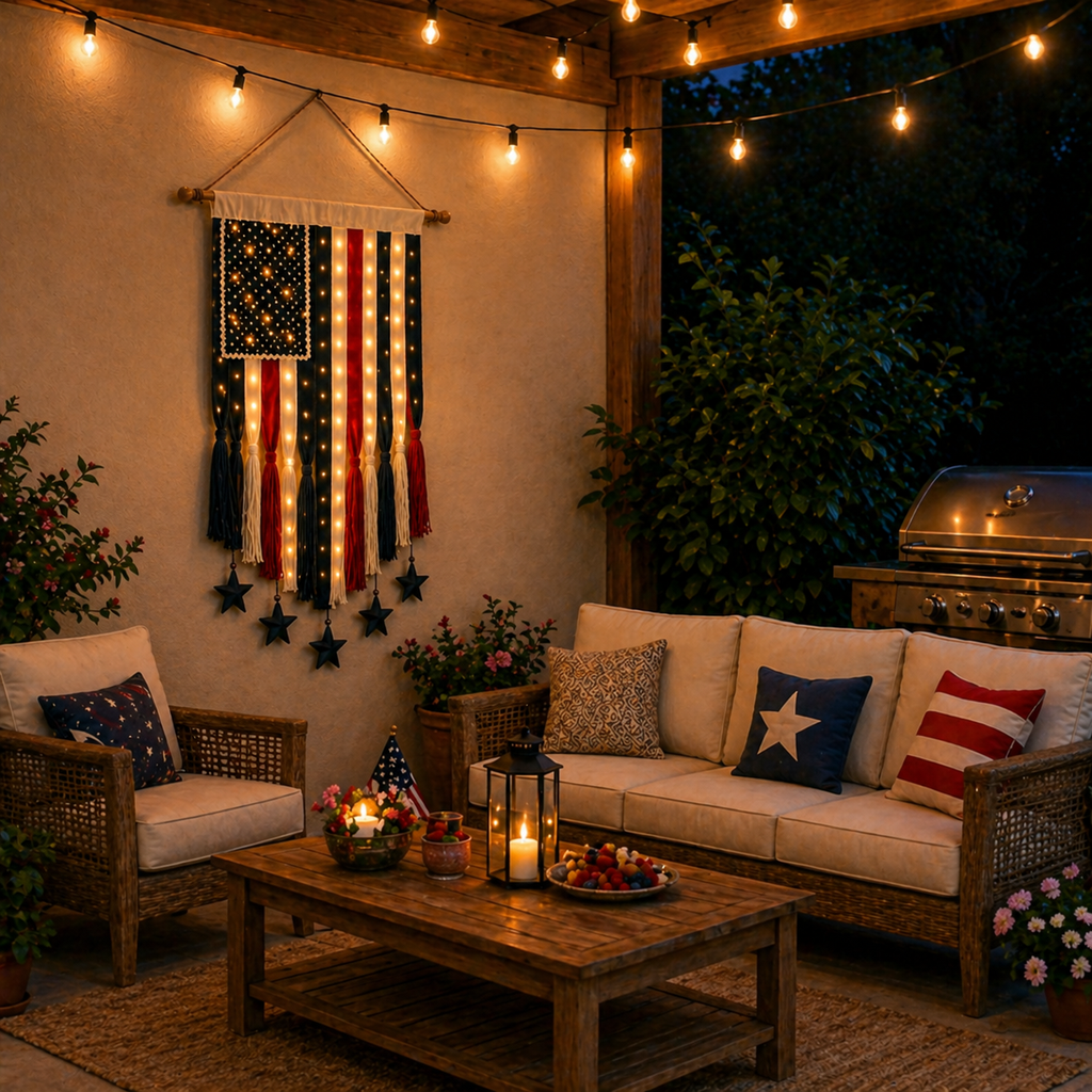 27" × 50" Lighted Star & Stripe Patriotic Porch Banner - NOW！