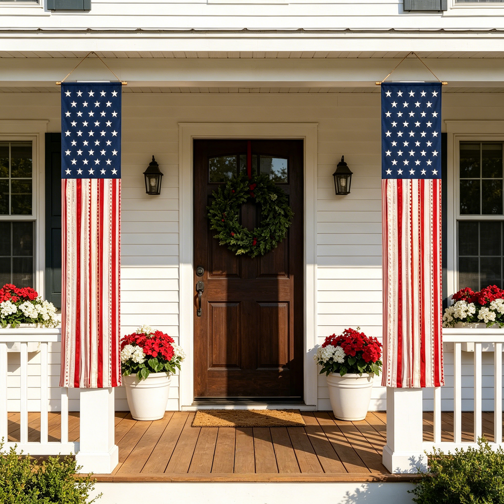 Lighted Patriotic Porch Banner