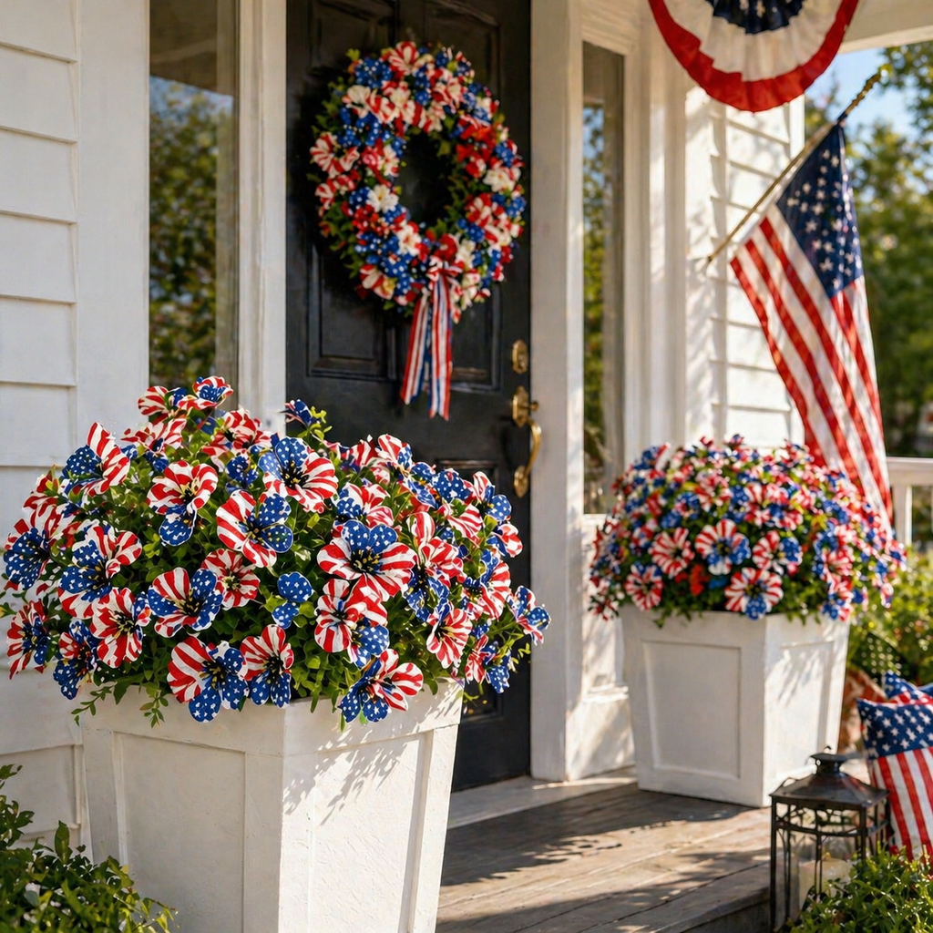 American Flag Faux Flower Bouquet - 12 Pcs