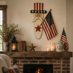 Vintage Uncle Sam Patriotic Wall Hanging with Flag
