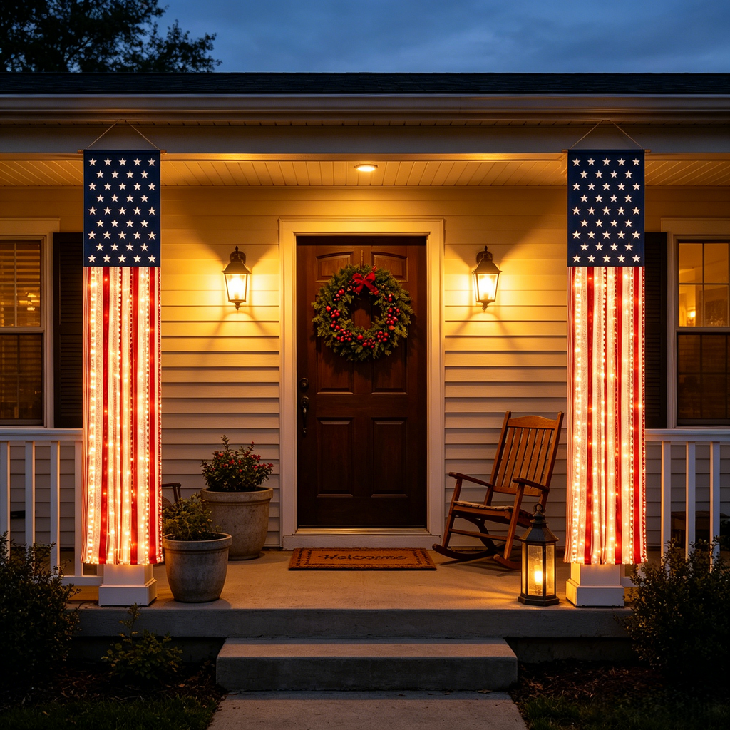 Lighted Patriotic Porch Banner