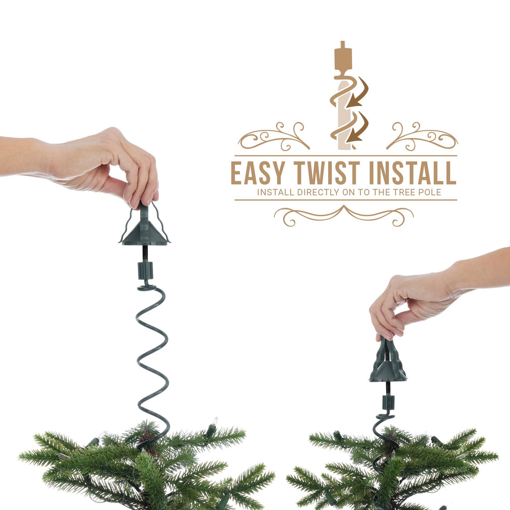 Christmas Tree Topper Holder , Twist-on Holiday Universal Tree Topper Stabilizer