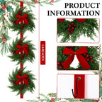 3-Tier Artificial Cedar Christmas Wreath with Red Velvet Bows