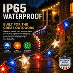 Red, White & Blue Star Solar String Lights