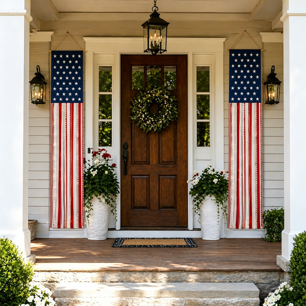 Lighted Patriotic Porch Banner