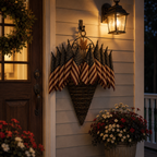 Vintage Patriotic Flag Basket Door Hanger