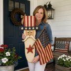 Vintage Uncle Sam Patriotic Wall Hanging with Flag