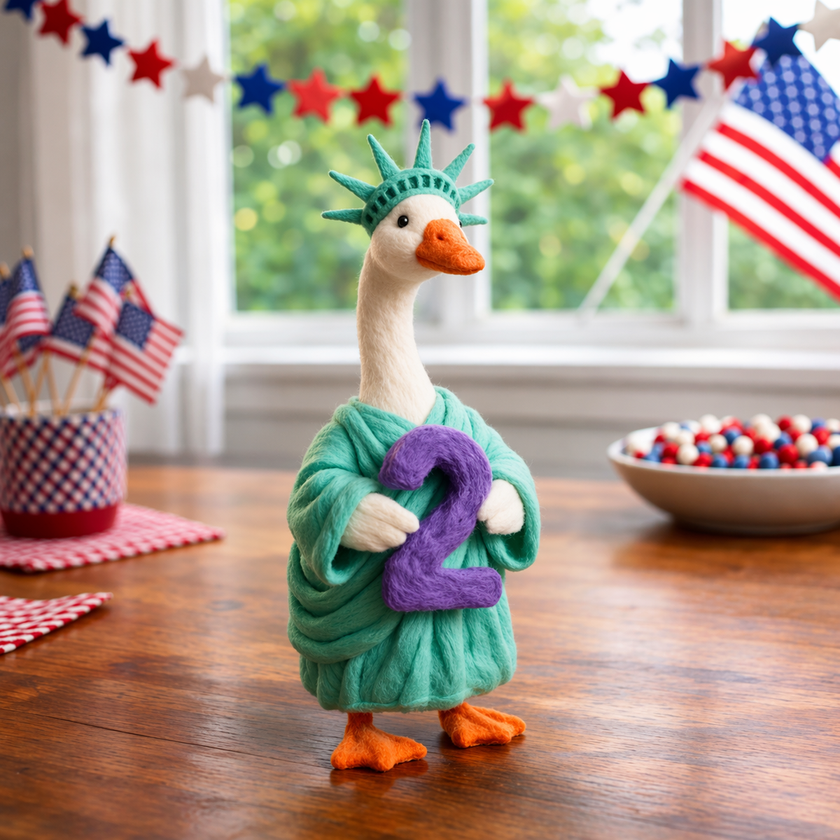 Whimsical "USA 250" Patriotic Geese Centerpiece