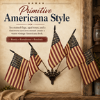 Five Tea-Stained Flags In A Rustic Cast Iron Wall Display