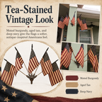 Five Tea-Stained Flags In A Rustic Cast Iron Wall Display