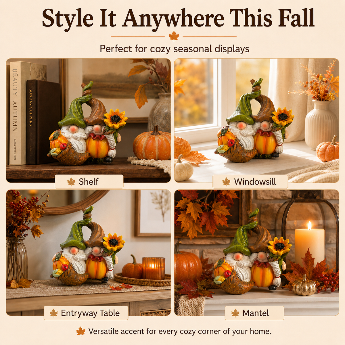 Harvest Gnome Fall Resin Decor