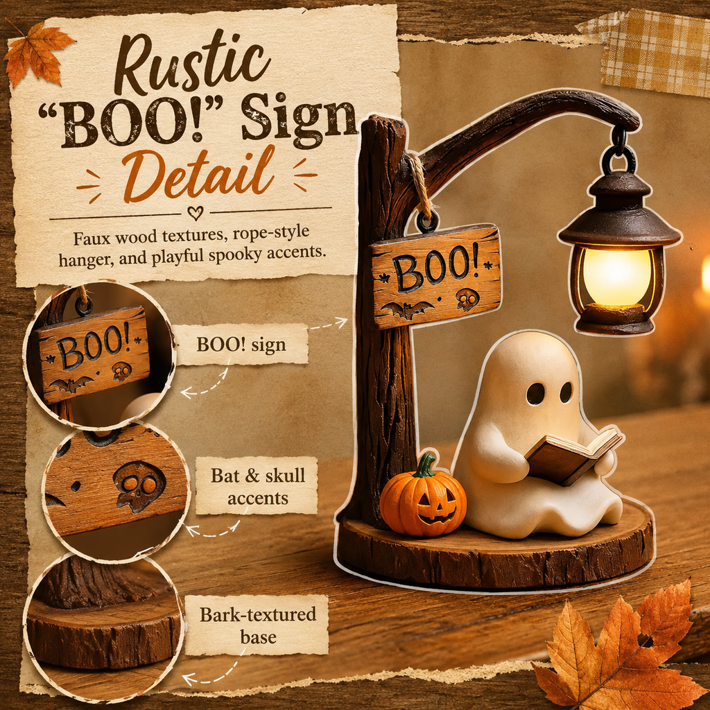 Lighted Boo Ghost Reading Tabletop Decor