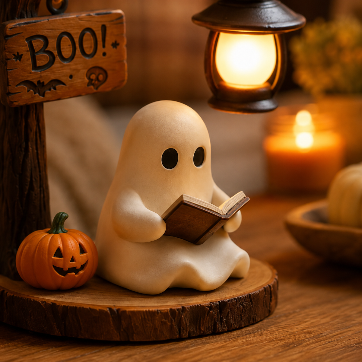 Lighted Boo Ghost Reading Tabletop Decor