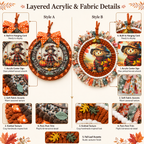 Fall Scarecrow Door Wreath, Thanksgiving Autumn Door Hanger