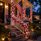 American Flag & Star Red White Blue Fairy Lights