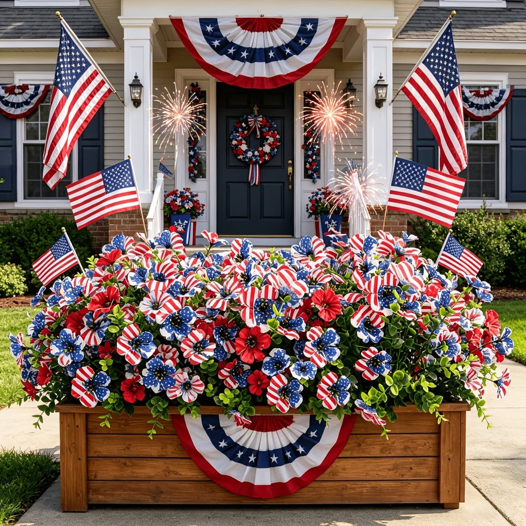 American Flag Faux Flower Bouquet - 12 Pcs