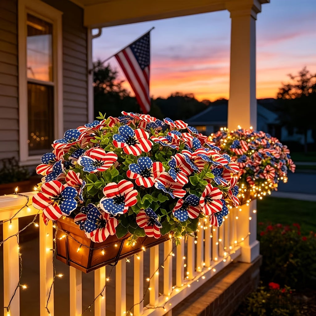 American Flag Faux Flower Bouquet - 12 Pcs